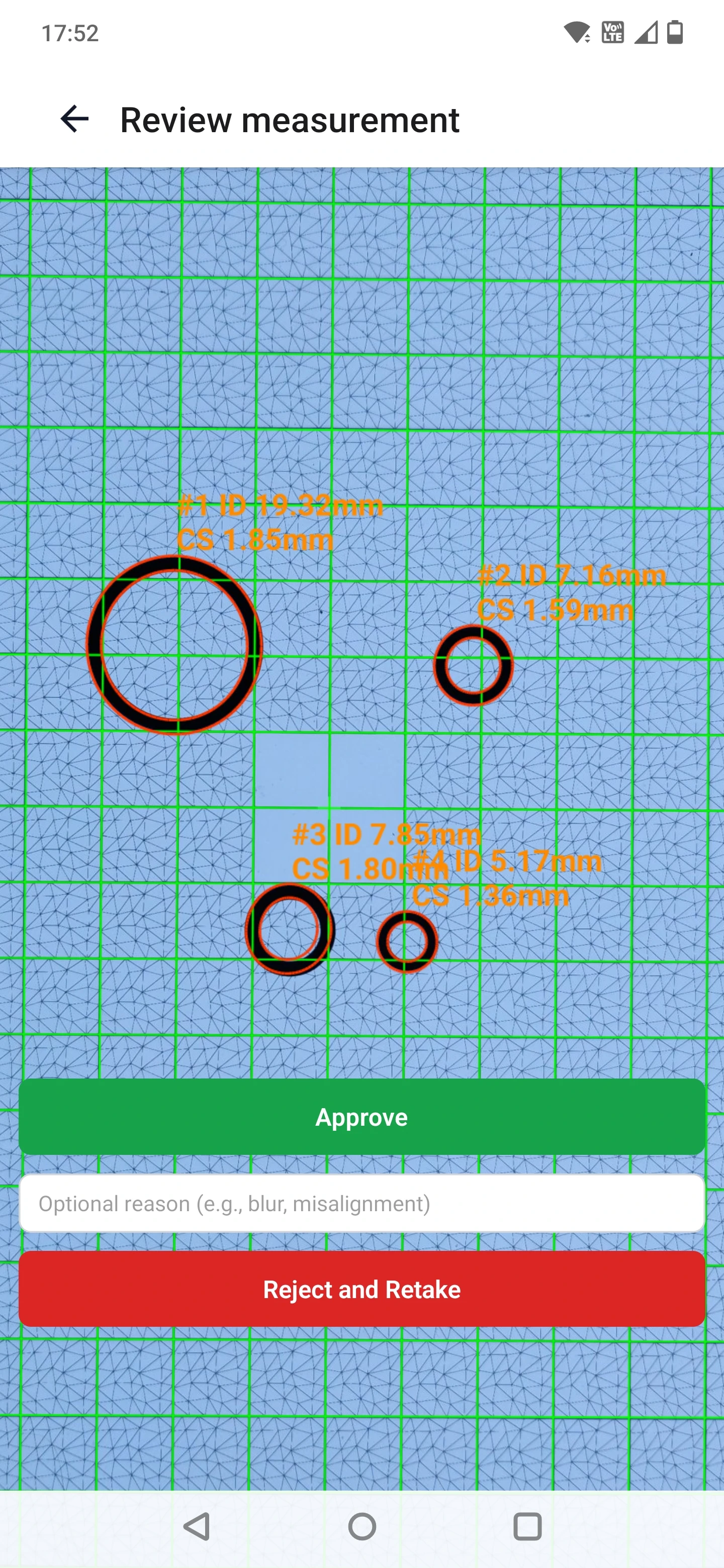 Reviewing multiple O-rings on the grid