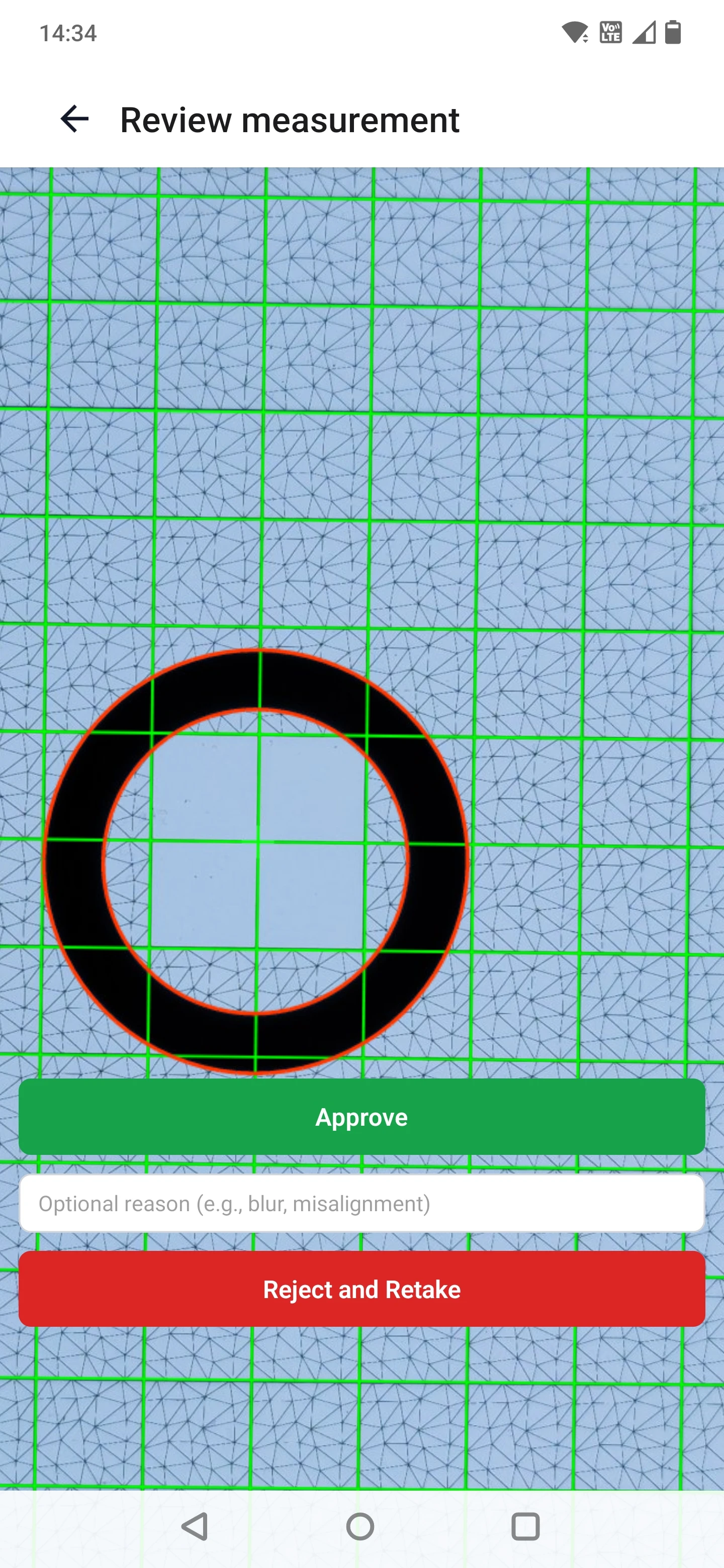 Reviewing a small O-ring measurement