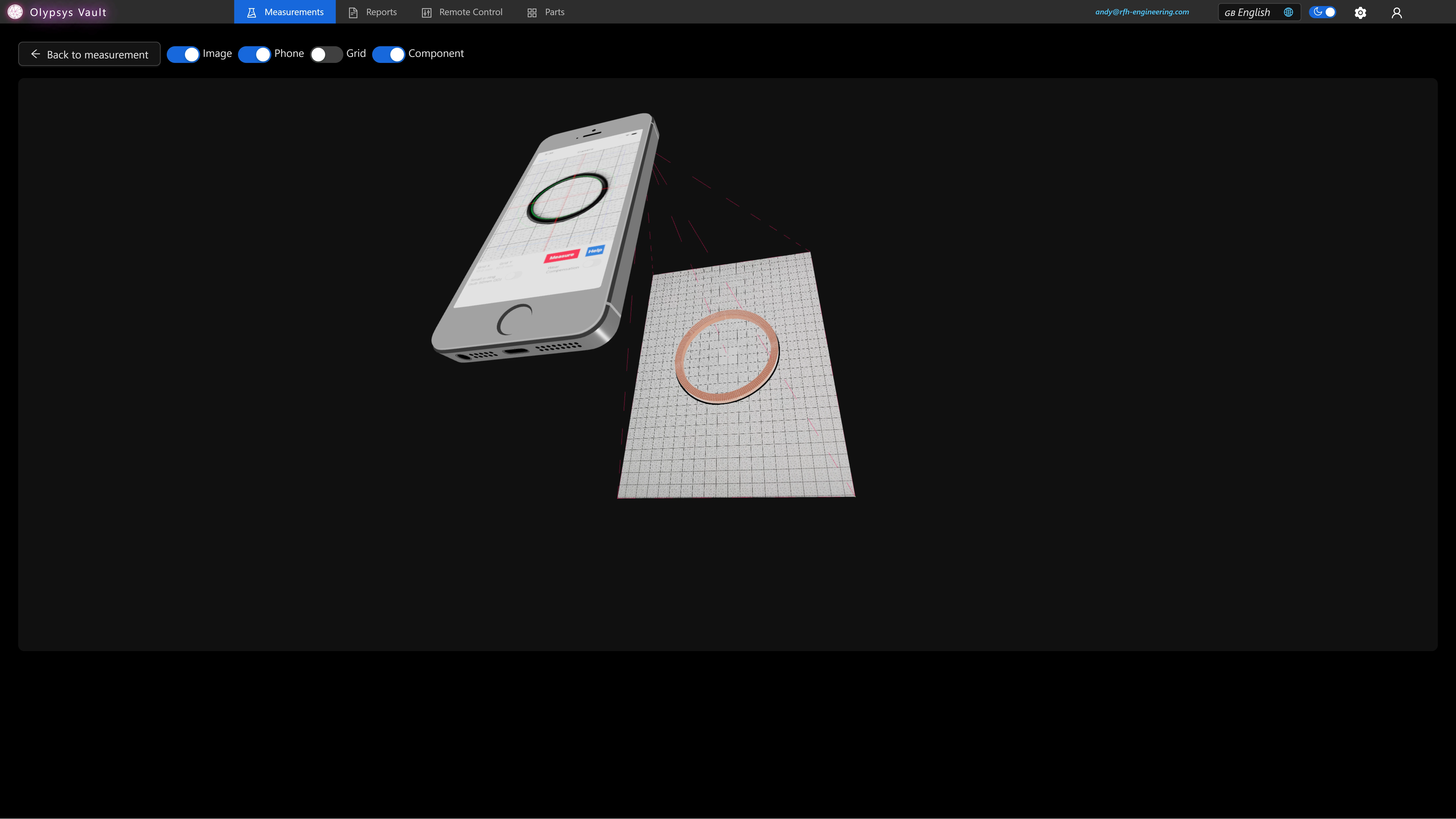 3D measurement viewer showing correction